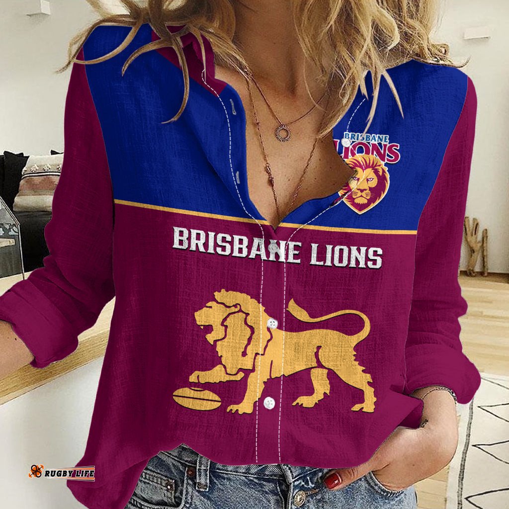 Brisbane Lions Football 2023 Women Casual Shirt Sporty Maroon Version