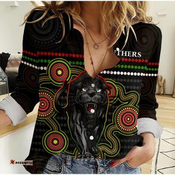 Custom Personalised Panthers Indigenous Women Casual Shirt Version Black Alternate