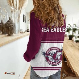 Sea Eagles Rugby Women Casual Shirt Manly Warringah White Sporty Style