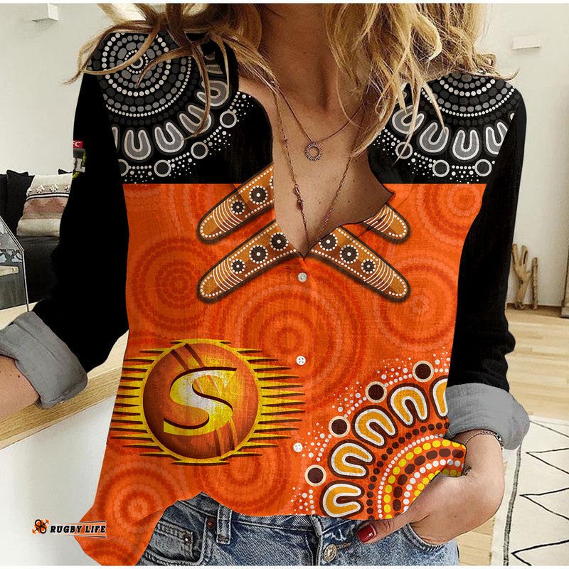 Perth Scorchers Cricket Women Casual Shirt Aboriginal Double Boomerang