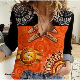Perth Scorchers Cricket Women Casual Shirt Aboriginal Double Boomerang