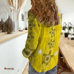 Women Casual Shirt Aussie Aboriginal Sea Turtle Ver.06