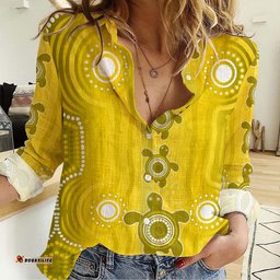 Women Casual Shirt Aussie Aboriginal Sea Turtle Ver.06