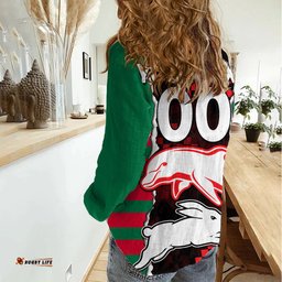Custom Text And Number NRL Combine Rabbitohs and Dolphins Women Casual Shirt