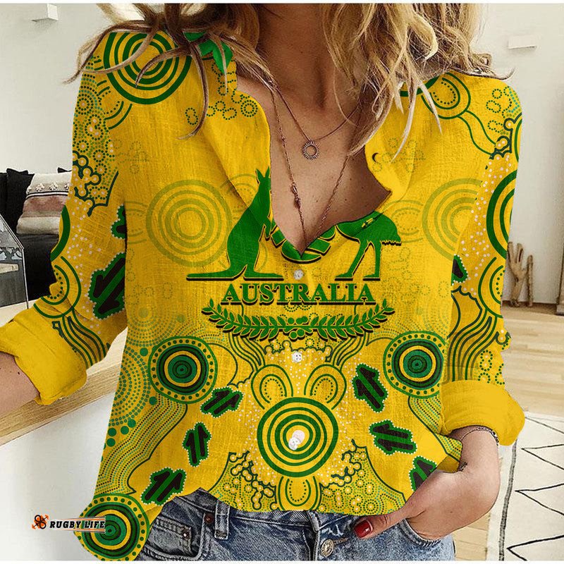 Australia Soccer Socceroos Casual Shirt Aboriginal Style