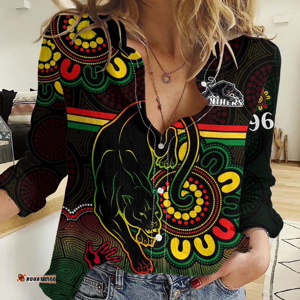 NRL Penrith Panthers Rugby Women Casual Shirt Panthers 1966 Aboriginal