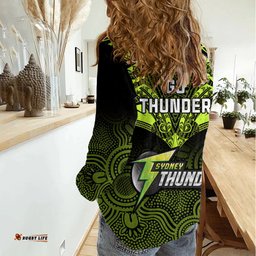 Sydney Thunder Cricket Women Casual Shirt 2023 Unique Indigenous Art Mix Polynesian Pattern