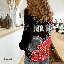 Personalised NAIDOC Week 2023 AFL Swans Women Casual Shirt Aboriginal Dot Art Lizard Mix Boomerang