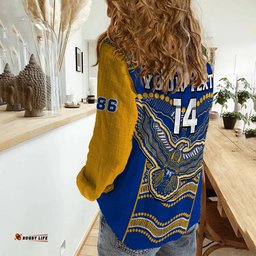 Custom Text And Number Eagles Football Women Casual Shirt West Coast 1986 Aboriginal Sporty Style