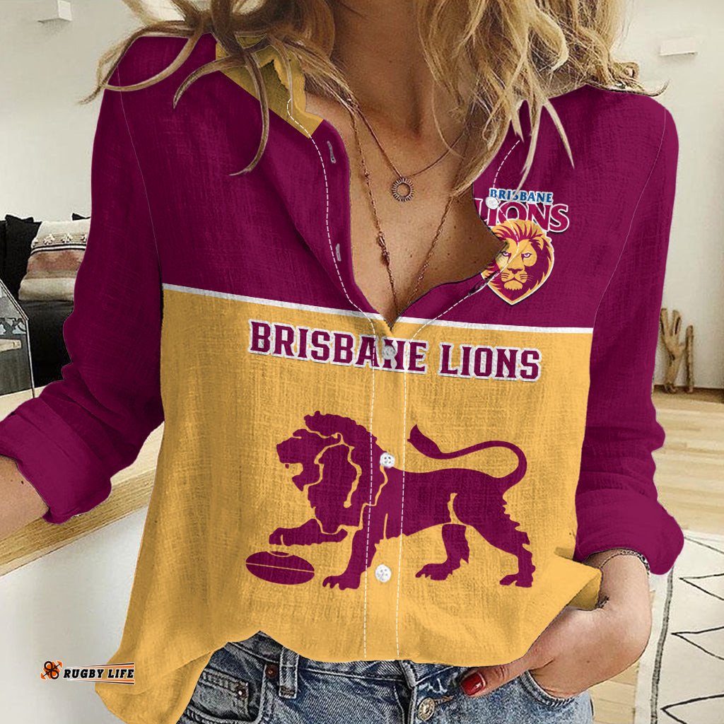 Brisbane Lions Football 2023 Women Casual Shirt Sporty Gold Version