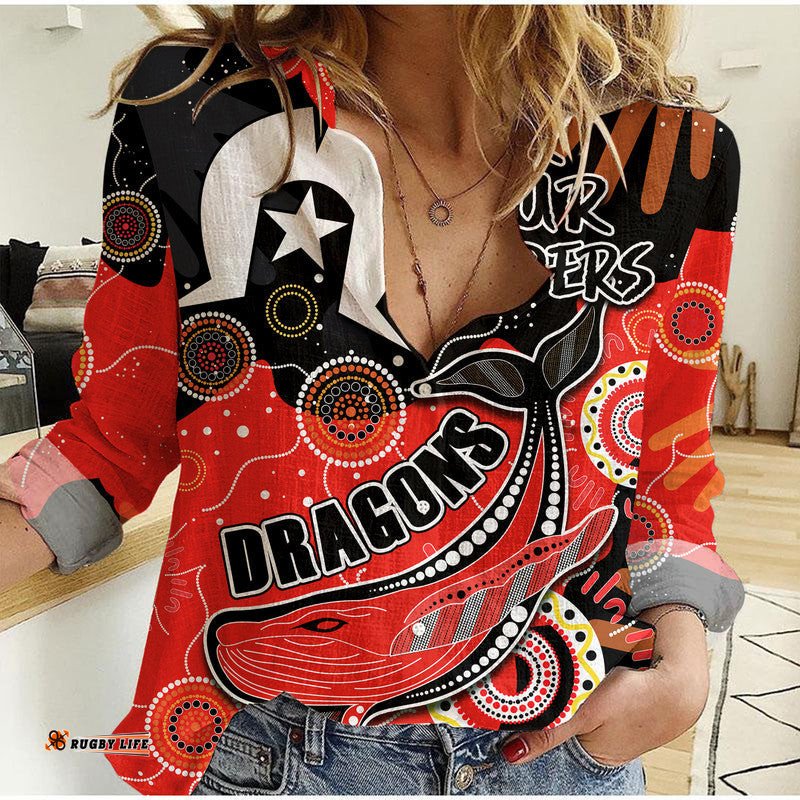 Dragon Rugby NAIDOC 2023 Women Casual Shirt Torres Strait Aboriginal