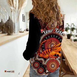 Personalised Australian Astrology Women Casual Shirt Aboriginal Dragon Lizard Zodiac Sign
