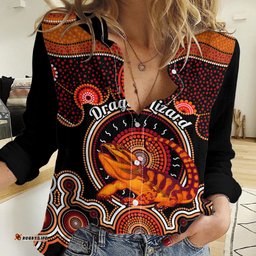 Personalised Australian Astrology Women Casual Shirt Aboriginal Dragon Lizard Zodiac Sign