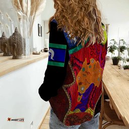 Women Casual Shirt Aboriginal Naidoc Week Aboriginal Red Pattern