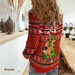 Custom Personalised Australia Christmas Kangaroo Aboriginal Pattern Women Casual Shirt