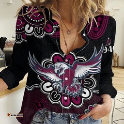 NRL Manly Warringah Sea Eagles Rugby 1946 Aboriginal Women Casual Shirt