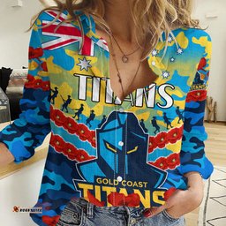 Titans Rugby ANZAC Women Casual Shirt Lest We Forget