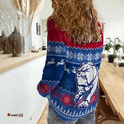 Custom Personalised Western Bulldogs Football Women Casual Shirt Dogs Indigenous Merry Christmas