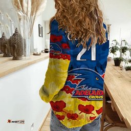Custom Personalised Adelaide Crows Football ANZAC Women Casual Shirt Lest We Forget