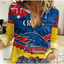 Custom Personalised Adelaide Crows Football ANZAC Women Casual Shirt Lest We Forget