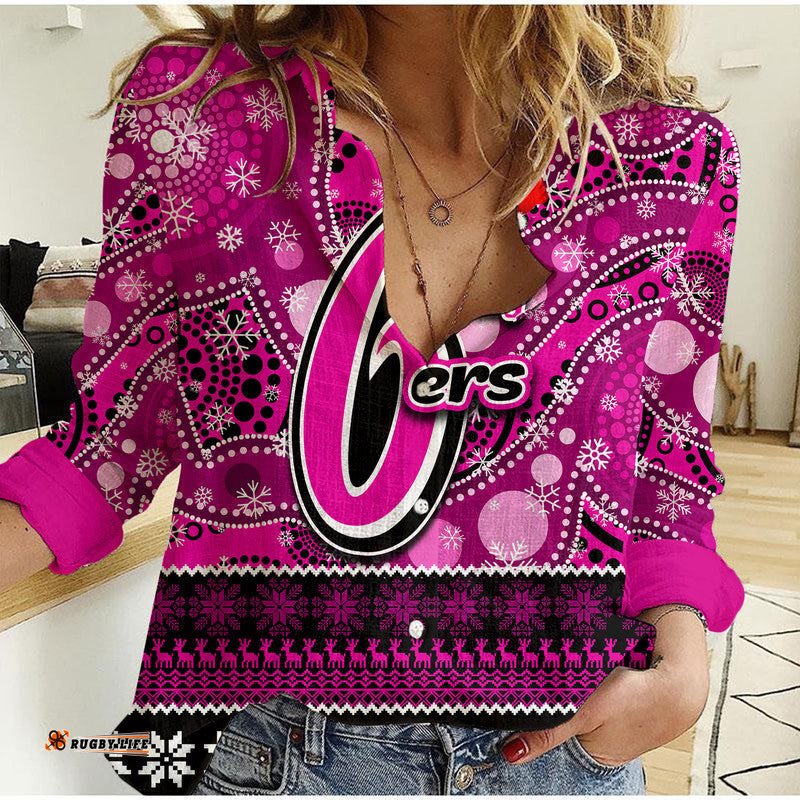 Sydney Sixers Christmas Mix Aboriginal Women Casual Shirt