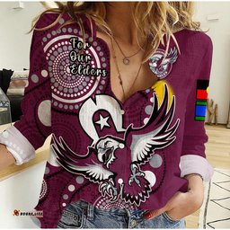 Custom Text And Number Sea Eagles Rugby NAIDOC 2023 Women Casual Shirt Indigenous For Our Elders