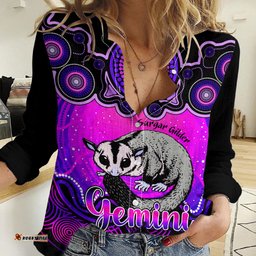 Personalised Australia Gemini Sugar Gilder Zodiac Women Casual Shirt Auz Astrology Aboriginal - Magenta