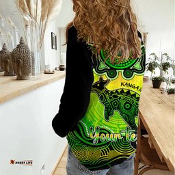 Personalised Australia Aries Kangaroo Zodiac Women Casual Shirt Auz Astrology Aboriginal - Green