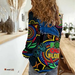 Crows Football Aboriginal Art Women Casual Shirt NAIDOC Indigenous Tribal