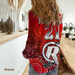 Custom Personalised Melbourne Renegades Champions Women Casual Shirt Lizard Indigenous Aboriginal