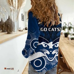Geelong Football Women Casual Shirt Go Cats Aboriginal Mix Polynesian Pattern