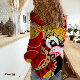 Dolphins Mascot NRL Women Casual Shirt NAIDOC