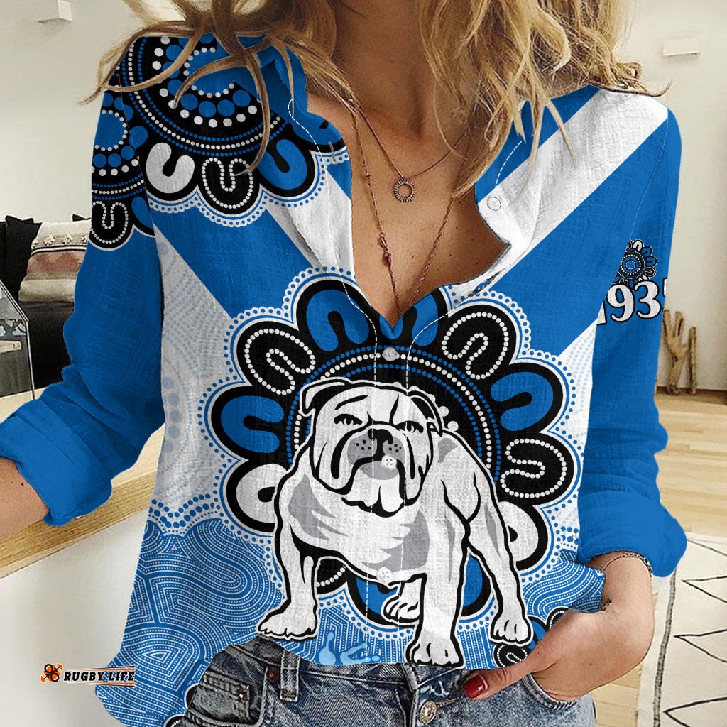 NRL Canterbury-Bankstown Bulldogs Rugby Berries 1935 Aboriginal Women Casual Shirt
