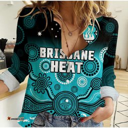 Custom Text And Number Brisbane Heat Women Casual Shirt Gradient Aboriginal Dot Painting