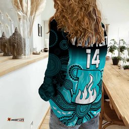 Custom Text And Number Brisbane Heat Women Casual Shirt Gradient Aboriginal Dot Painting