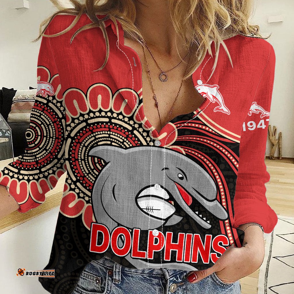 Custom Personalised NRL Redcliffe Dolphins Women Casual Shirt