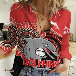 Custom Personalised NRL Redcliffe Dolphins Women Casual Shirt