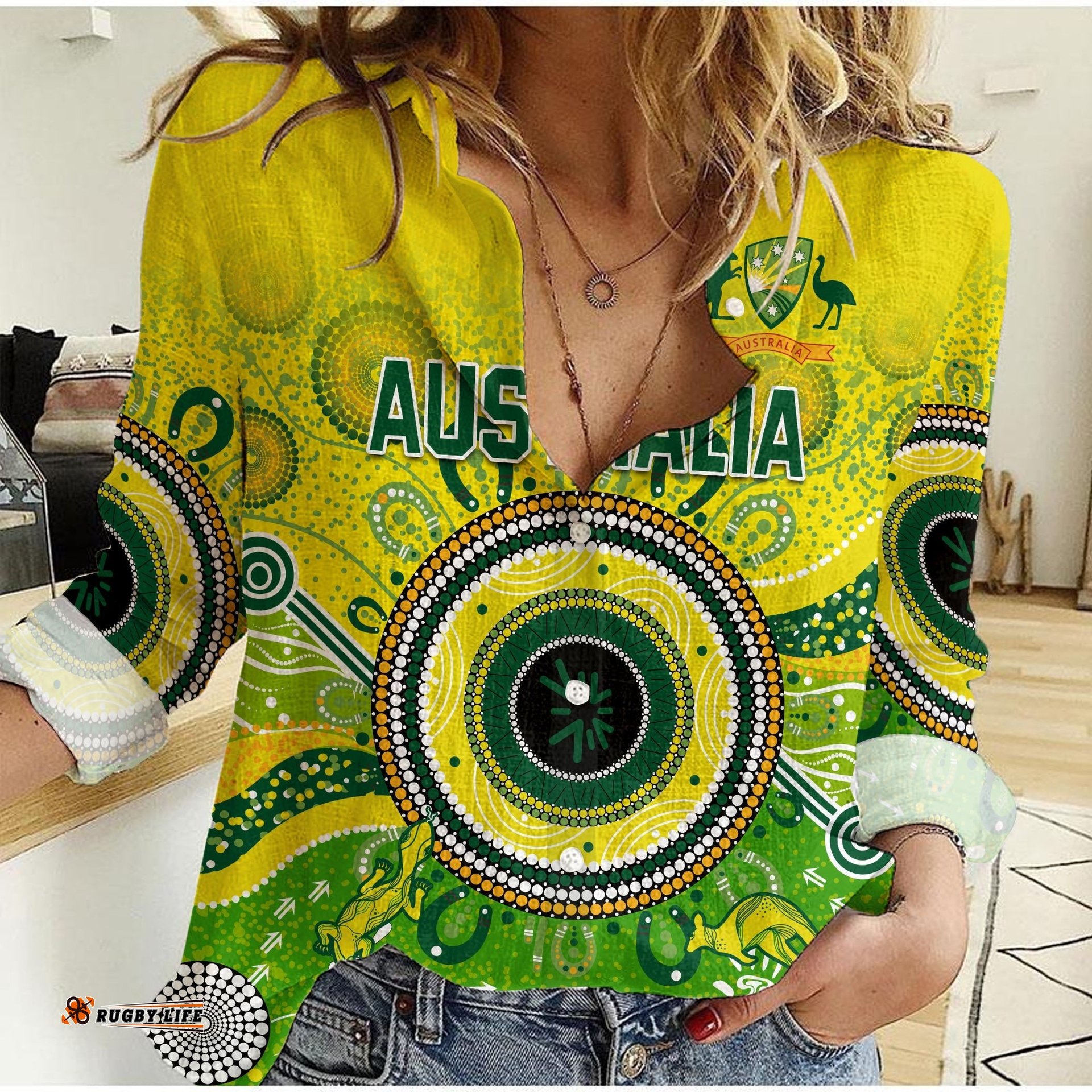 Australia Cricket Women Casual Shirt Aboriginal National Color Champion