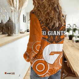 Giants Football Women Casual Shirt GWS Aboriginal Mix Polynesian Pattern