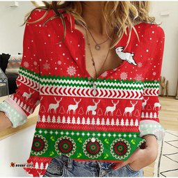 Custom Personalised Rabbitohs Women Casual Shirt South Sydney Christmas