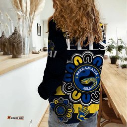 NRL Parramatta Eels Rugby Women Casual Shirt Eels 1947 Aboriginal