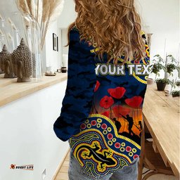 Custom Personalised Anzac Day NRL - Cowboys Women Casual Shirt Aboriginal Lizard Patterns