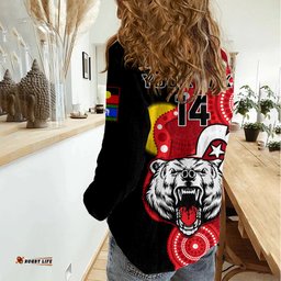 Custom Text And Number North Sydney Rugby NAIDOC Women Casual Shirt Bears Indigenous For Our Elders