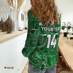 Custom Text and Number Women Casual Shirt Aboriginal Animal and Dot Acrylic Paint Ver.03