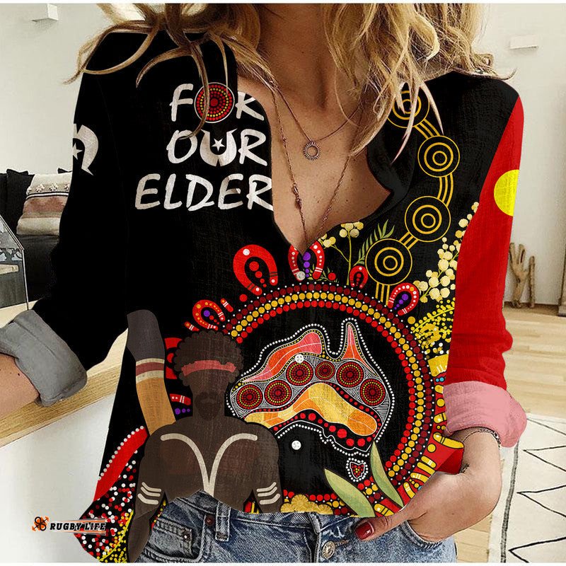 Custom Personalised NAIDOC 2023 Indigenous Women Casual Shirt Australia Map With Golden Wattle
