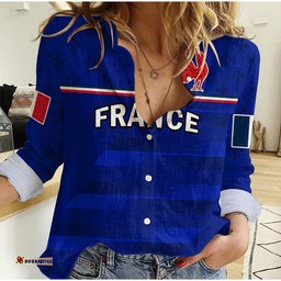 France Rugby Women Casual Shirt Outgoing Tour Allez Les Bleus