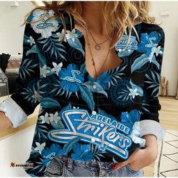 Adelaide Strikers Cricket Women Casual Shirt Aboriginal Art Mix Tropical Flowers