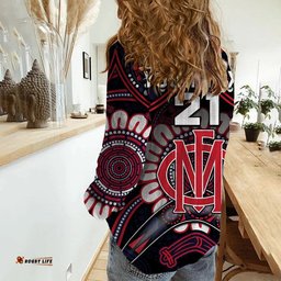 Custom Personalised Demons Football Women Casual Shirt Boomerang Indigenous Dots