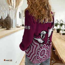 Sea Eagles Rugby Women Casual Shirt Manly Warringah Indigenous Art