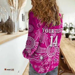 Custom Text And Number Sydney Sixers Women Casual Shirt Cricket Indigenous Australian Art Ver.02